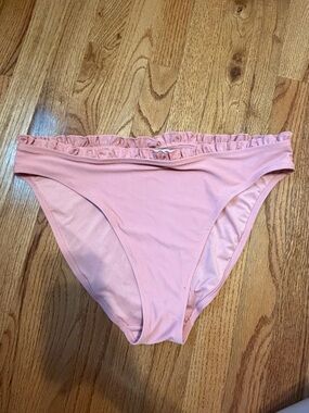 Old Navy Pink Ruffle Mid Rise Bikini Bottom